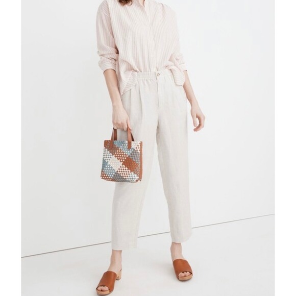 Madewell Pants - Madewell Linen Blend Track Trousers Heathered Natural Beige Size Medium